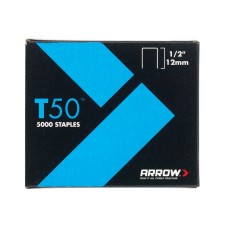 Arrow T50 Staples 12mm (1/2in) (Pack 5000, 4 x 1250) ARRT5012