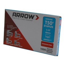 Arrow T50 Staples Stainless Steel 504SS 6mm (1/4in) (Box 1000) ARRT5014SS