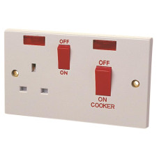 Dencon Double Pole Switch 45A with Switched Socket 13A DCN4457NB