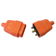 Dencon 3 Pin Rubber Connector Plug 10A Orange DCN9416ORNB