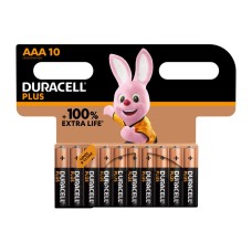 Duracell AAA Cell +100% Plus Power Batteries (Pack 10) DURAAA100P10