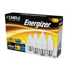 Energizer® LED BC (B22) Opal Candle Non-Dimmable Bulb, Warm White 470 lm 5.2W (Pack 4) ENGS14331