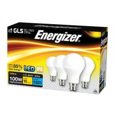 Energizer® LED BC (B22) Opal GLS Non-Dimmable Bulb, Warm White 1521 lm 13.2W (Pack 4) ENGS14423