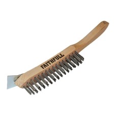 Faithfull 680/4S Heavy-Duty Scratch Brush with Scraper - 4 Row FAI6804S