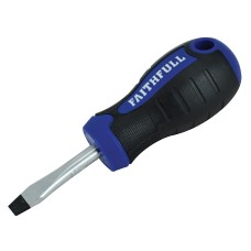 Faithfull Soft Grip Stubby Screwdriver Flared Slotted Tip 6.5 x 38mm FAISDFS