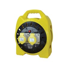 Faithfull Power Plus Semi-Enclosed Cable Reel 110V 16A 2-Socket 25m (1.5mm Cable) FPPCR25MSEL