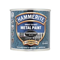 Hammerite Direct to Rust Hammered Finish Metal Paint Black 250ml HMMHFBL250