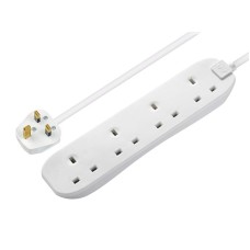 Masterplug Extension Lead 240V 4-Gang 13A White 2m MSTBFG210