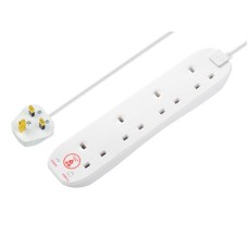 Masterplug Extension Lead 240V 4-Gang 13A White Surge Protected 2m MSTSRG4210