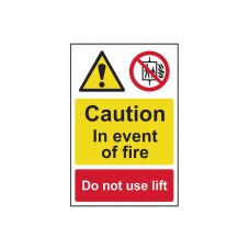 Scan Caution Event of Fire Do Not Use Lift - PVC Sign 200 x 300mm SCA1180