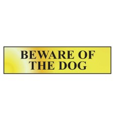 Scan Beware Of The Dog - Polished Brass Effect 200 x 50mm SCA6050