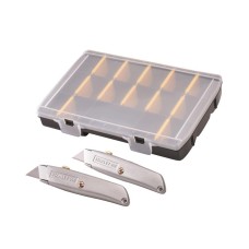 STANLEY® 99E Trimming Knife Twin Pack with 50 Spare Blades in Organiser STA910899