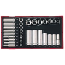 Teng TTAF32 Regular/Deep Socket Set, 32 Piece - 1/4 & 3/8in Drive TENTTAF32