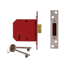 UNION 2101 5 Lever Mortice Deadlock Satin Brass Finish 65mm 2.5in Visi UNNY2101PL25