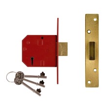 UNION 2134E 5 Lever BS Mortice Deadlock Satin Brass Finish 67mm 2.5in Box UNNJ2134EP25