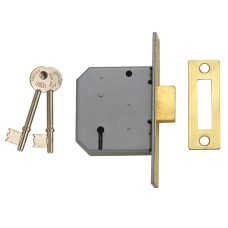 UNION 2177 3 Lever Mortice Deadlock Polished Brass 65mm 2.5in Box UNNJ2177PL25