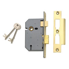 UNION 2277 3 Lever Mortice Sashlock Polished Brass 65mm 2.5in Box UNNJ2277PL25