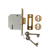 UNION 2177 3 Lever Mortice Deadlock Polished Brass 65mm 2.5in Visi UNNY2177PL25